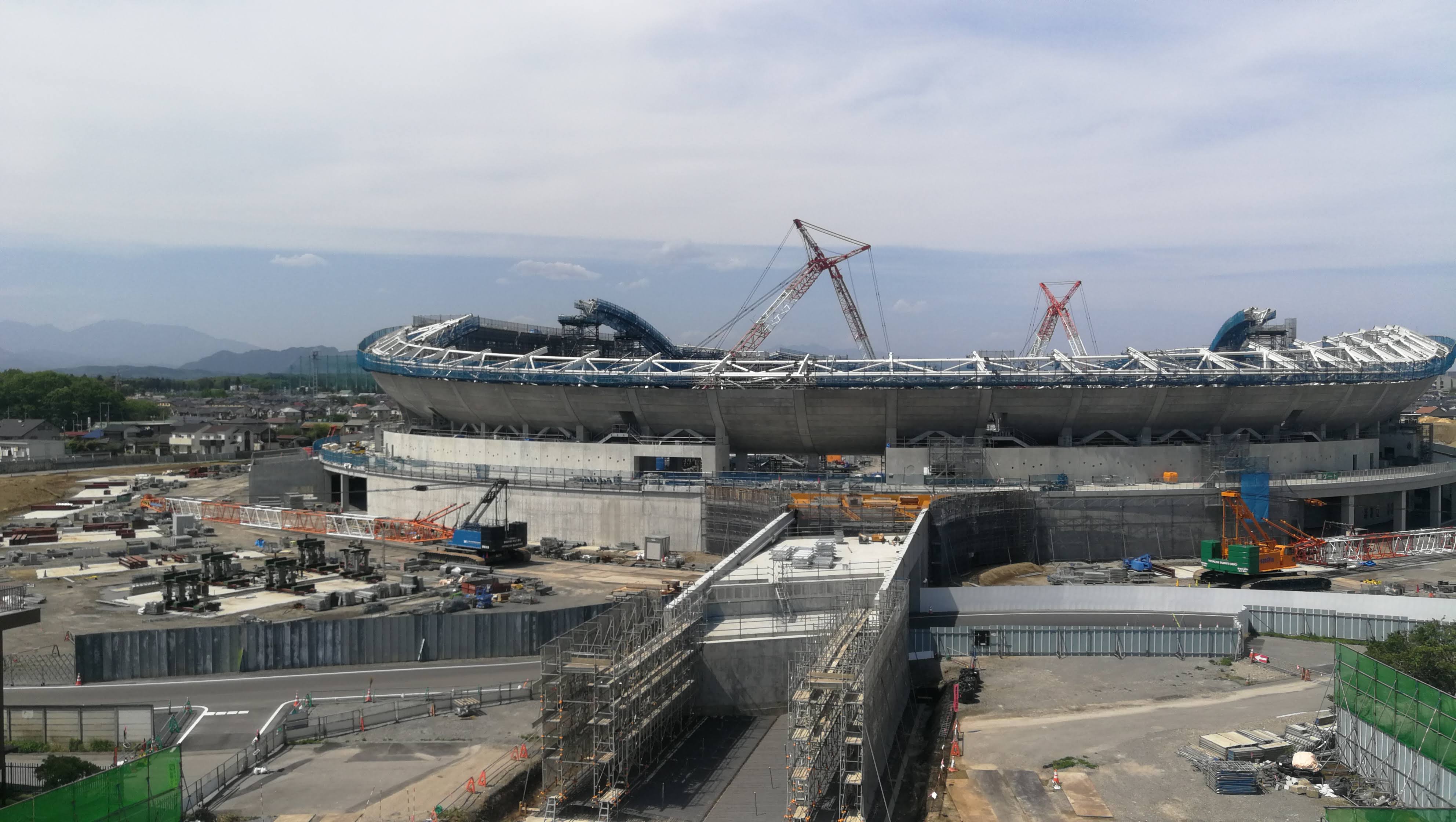 建設中の栃木県総合グランド「新スタジアム」をとちのきファミリーランドの観覧車からみてきた
